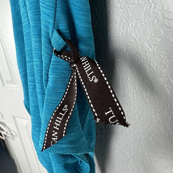 Christina Sz 10 Blue Turquoise One Piece Swimsuit Waist Cinching Side Ties - Picture 5 of 5